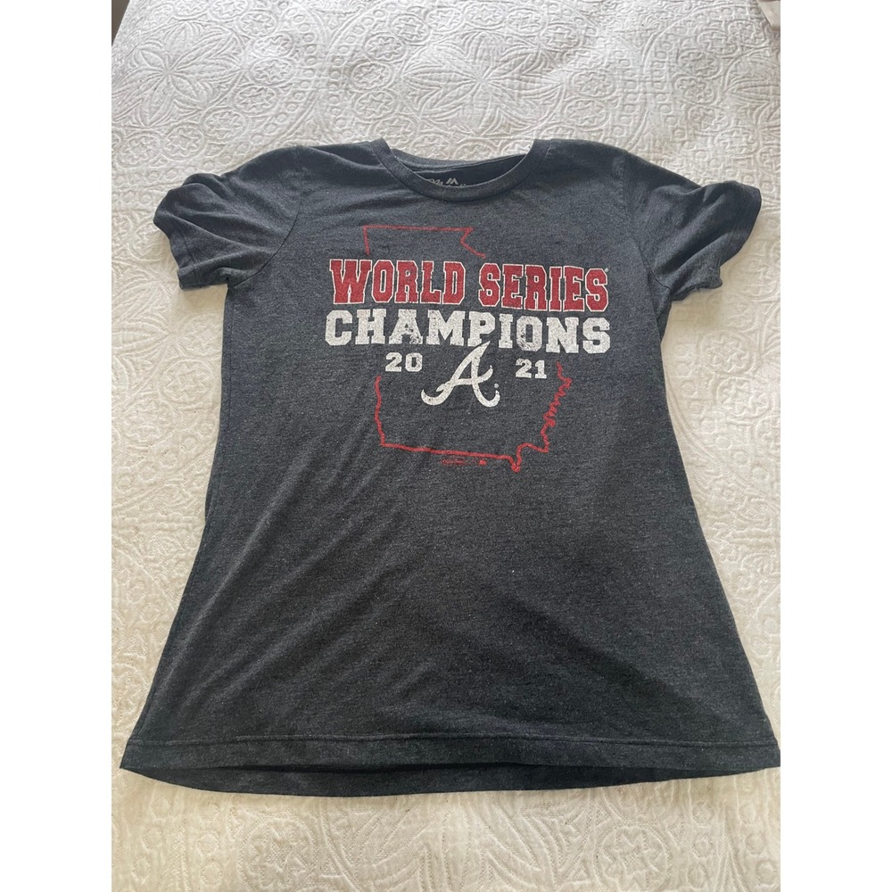 Majestic Threads Atlanta Braves World Series Champs 2021 T Shirt Women's‎ Medium
